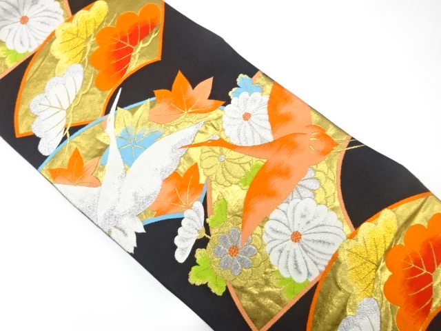 JAPANESE KIMONO / ANTIQUE FUKURO OBI / SILK / WOVEN JIGAMI PATTERN